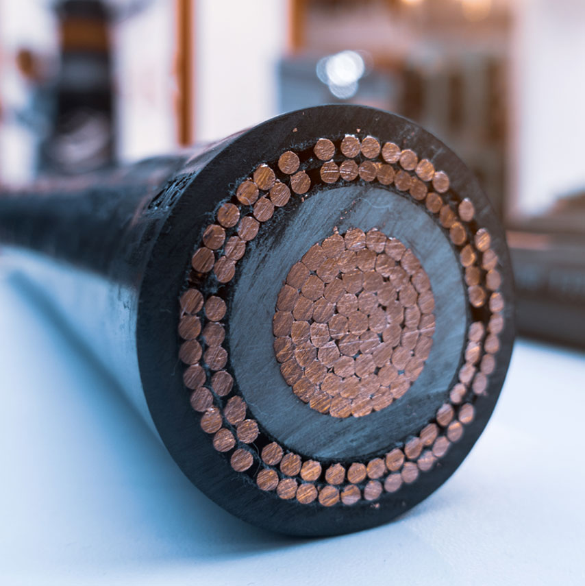 切断面が見える大型電力ケーブル